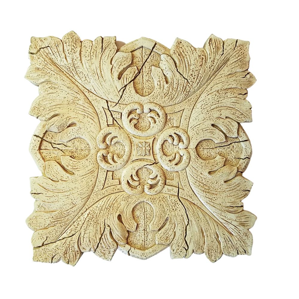 Vintage Heavyweight Beige Floral Ornamental Wall Plaque